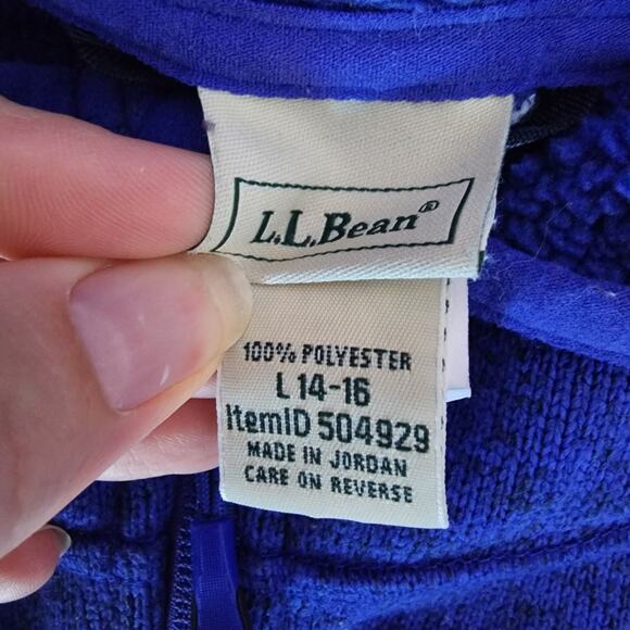 L.L.Bean Kid's Blue Hooded Sweater Fleece Full Zip Jacket | Kid's Large (14-16) - Picture 13 of 14